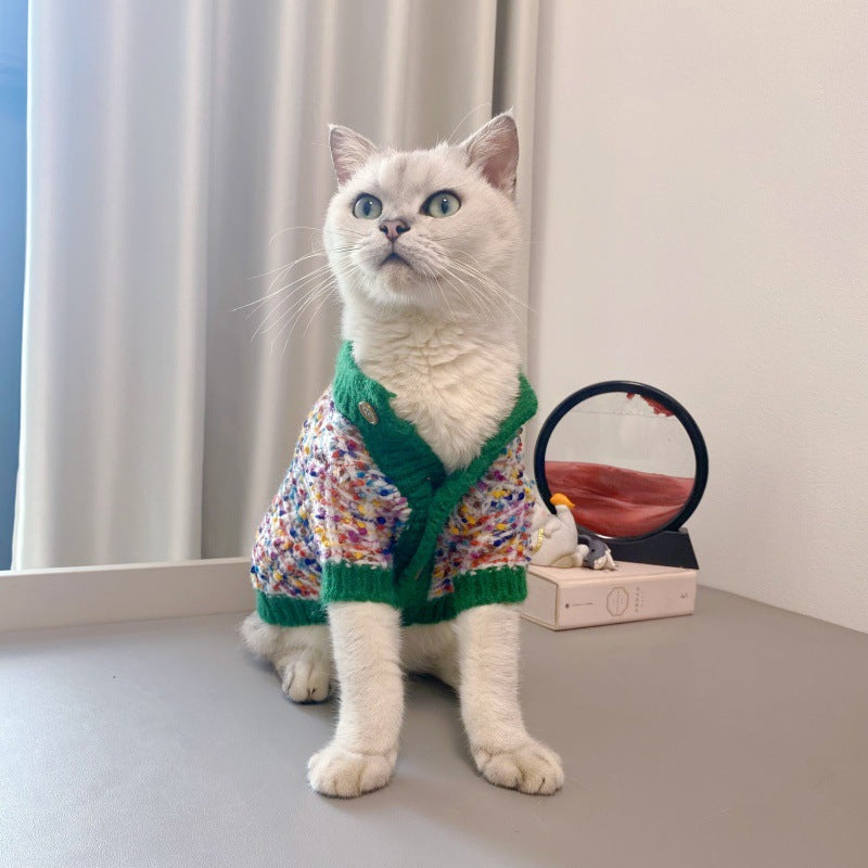 Pet Color-Block Cardigan Sweater