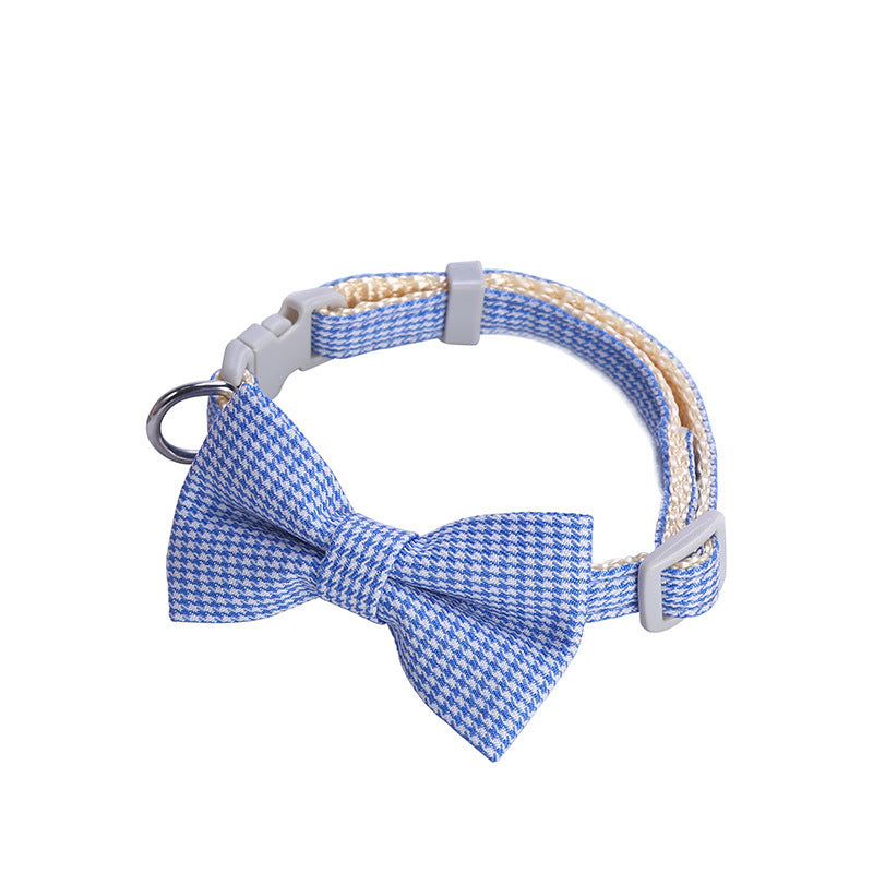 Pet Collar Houndstooth Design Bow