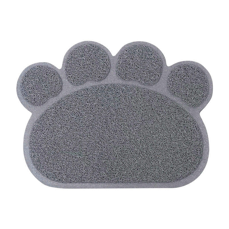 PVC Pet Dog Cat Puppy Kitten Dish Bowl Food Water Feeding Placemat, Non-Slip Cat Litter Mat Paw Shape, Rose Large