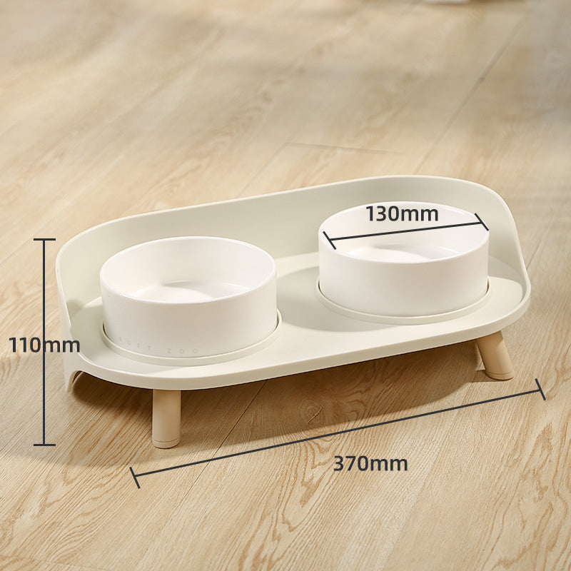 Pet Bowl Tilted Cat Double Bowls