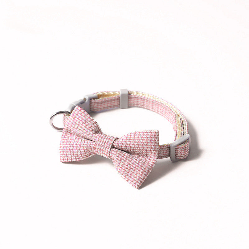 Pet Collar Houndstooth Design Bow