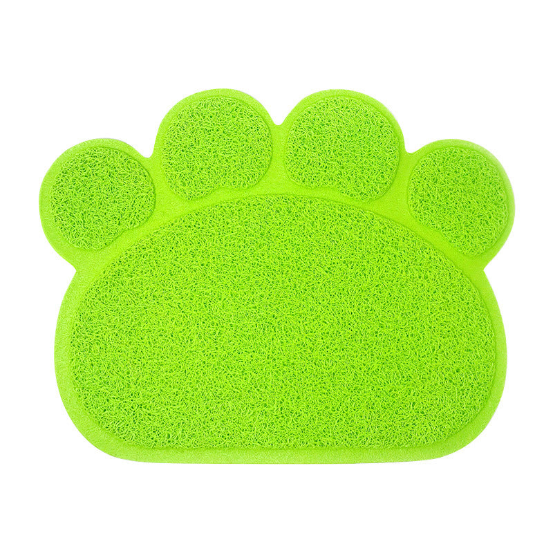 PVC Pet Dog Cat Puppy Kitten Dish Bowl Food Water Feeding Placemat, Non-Slip Cat Litter Mat Paw Shape, Rose Large