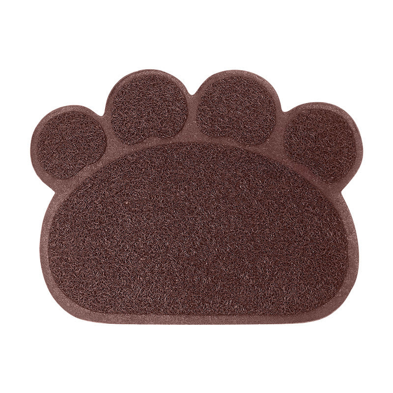 PVC Pet Dog Cat Puppy Kitten Dish Bowl Food Water Feeding Placemat, Non-Slip Cat Litter Mat Paw Shape, Rose Large