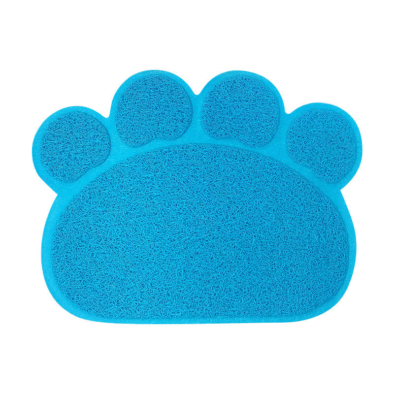 PVC Pet Dog Cat Puppy Kitten Dish Bowl Food Water Feeding Placemat, Non-Slip Cat Litter Mat Paw Shape, Rose Large